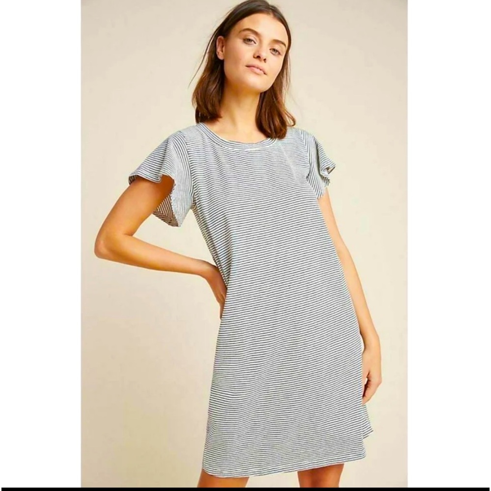 Anthropologie Black Striped T-Shirt Dress
size XS
New without tags